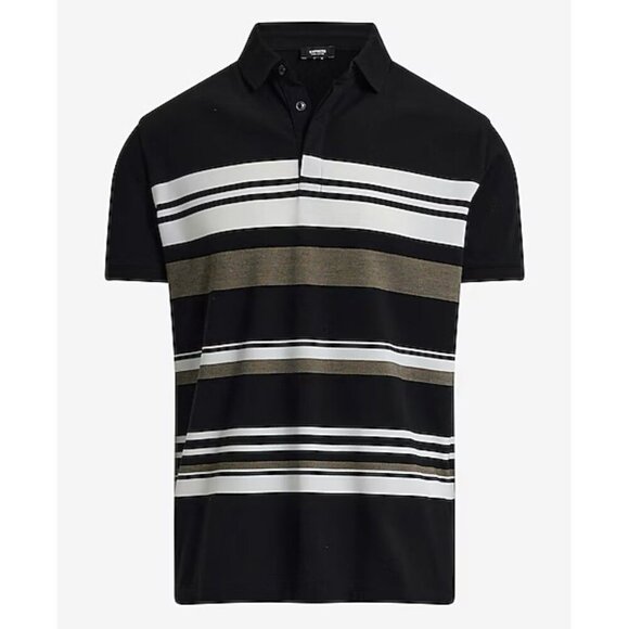Express Men's Multi Striped Perfect Pima Cotton Pique Polo Size M Tall - NWT $64 - Picture 1 of 15